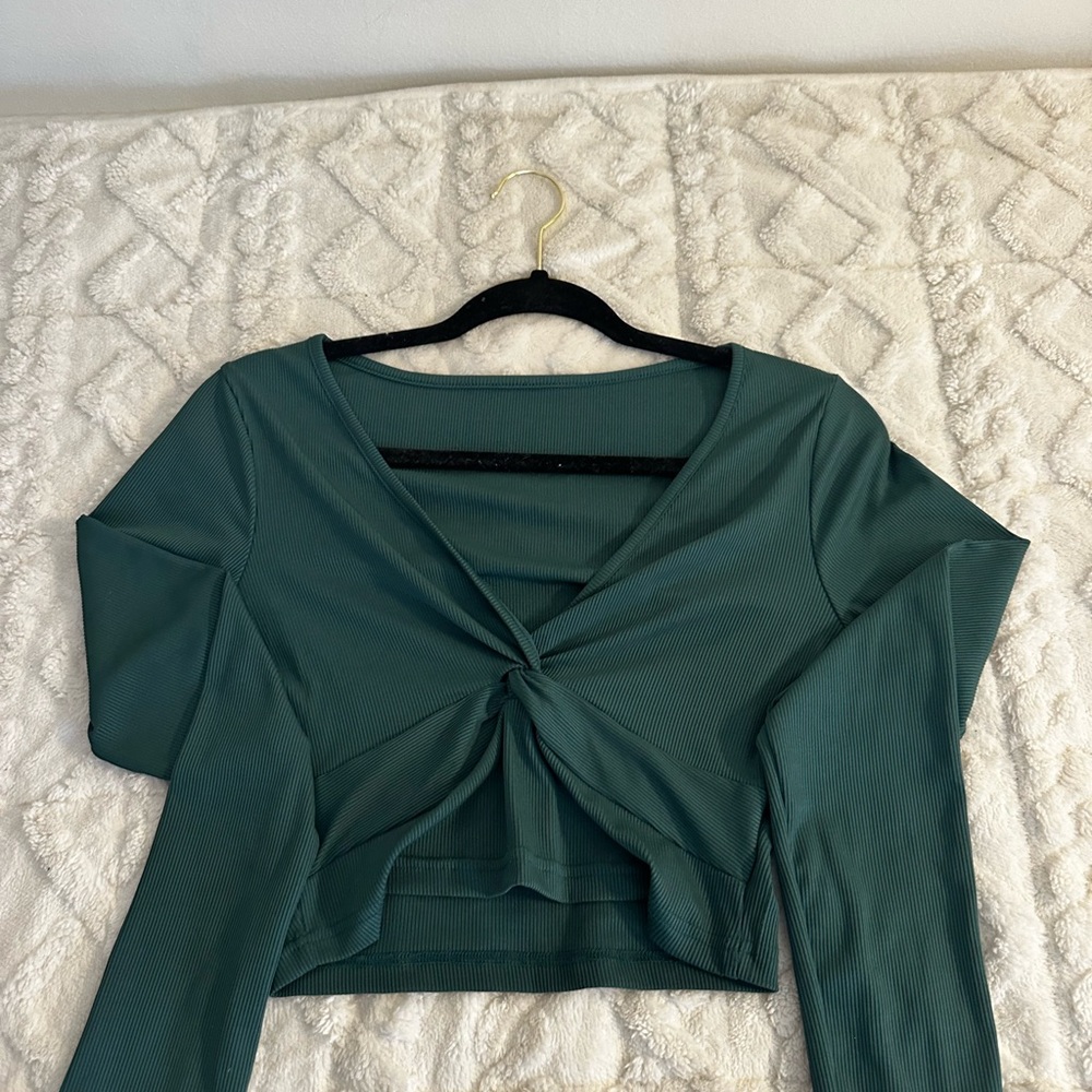 Elegant Green Twist-Front Top